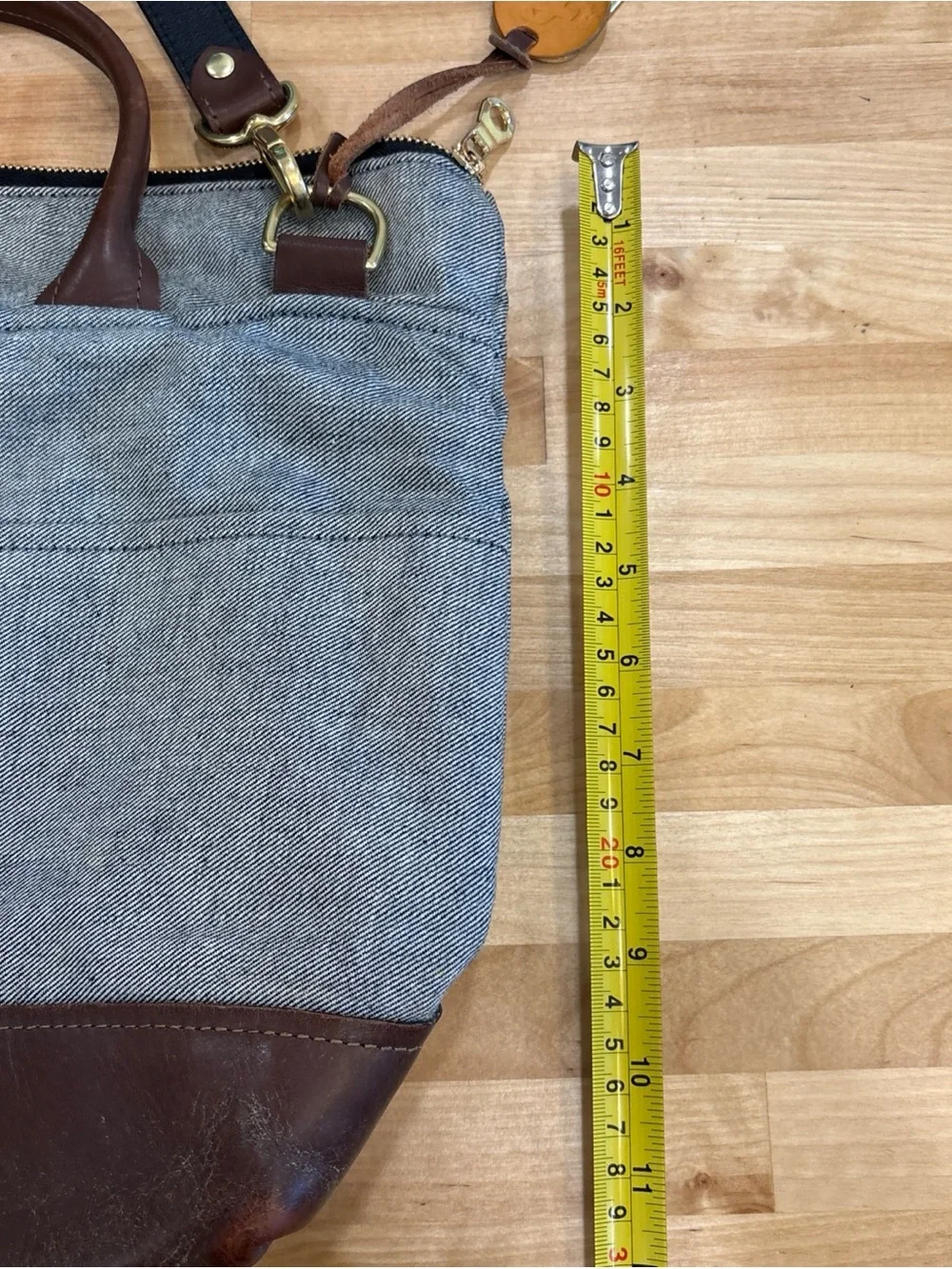 R. Riveter Otto Carry All Shoulder Bag Canvas Leather Trim Top Handle Dog Tag